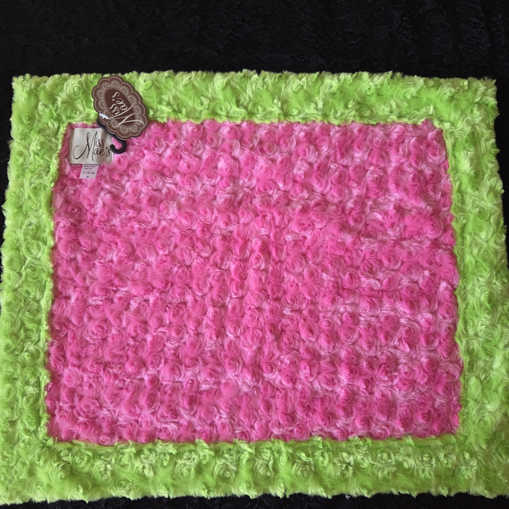 Miss Mae's Baby Security Blanket Pink and Green Textured